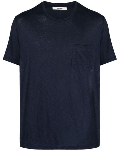 Zadig & Voltaire Stockholm Flocked-skull Cotton T-shirt - Blue