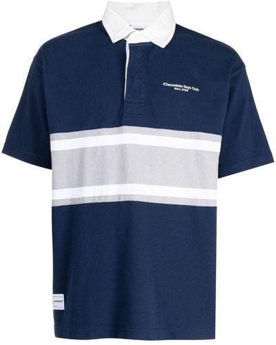 Chocoolate Stripe-detail Polo Shirt - Blue