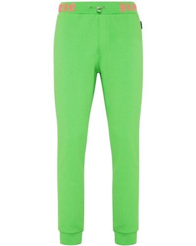 Philipp Plein Skull And Bones Logo-waistband Track Trousers - Green