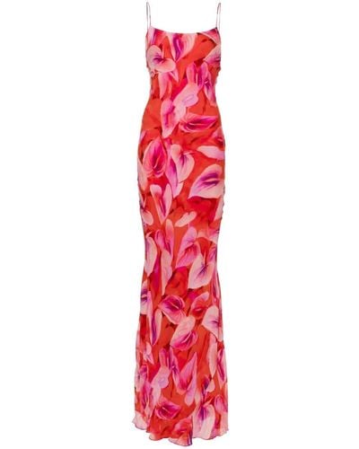 ANDAMANE Ninfea Floral-print Slip Dress - Red