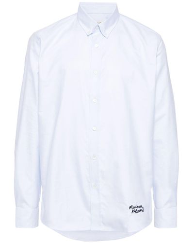 Maison Kitsuné Logo-embroidered Cotton Shirt - White