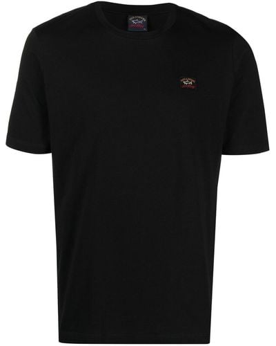 Paul & Shark Logo-Patch Cotton T-Shirt - Black