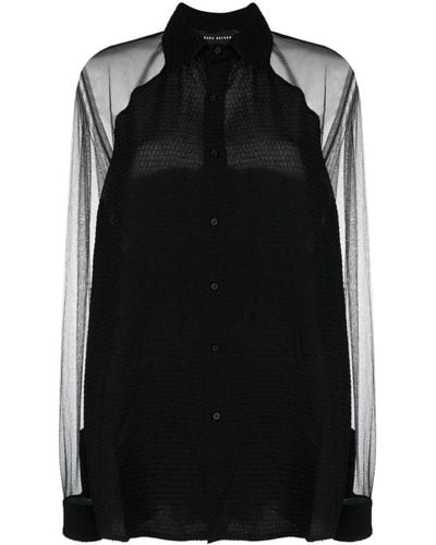 BARBARA BOLOGNA Semi-sheer Long-sleeve Shirt - Black