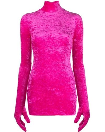 Vetements Velvet Glove-sleeve Minidress - Pink