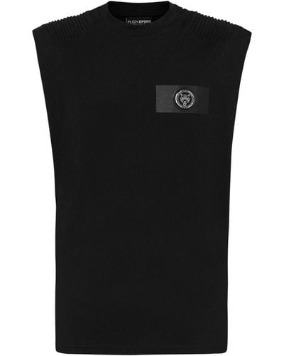 Philipp Plein Logo Patch Sleeveless T-shirt - Black