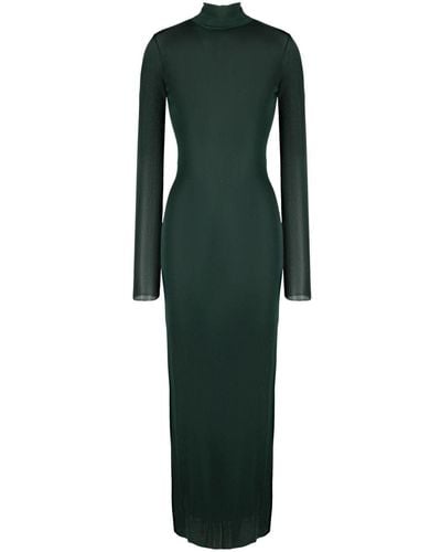 Saint Laurent Robe à col cheminée - Vert