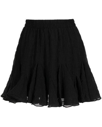 B+ AB Elasticated-waistband Textured A-line Skirt - Black