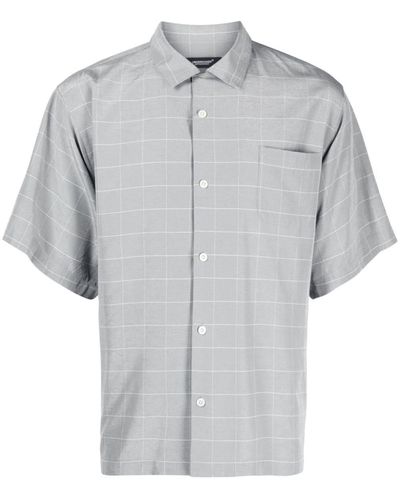 Undercover Check-pattern Silk-blend Shirt - Gray