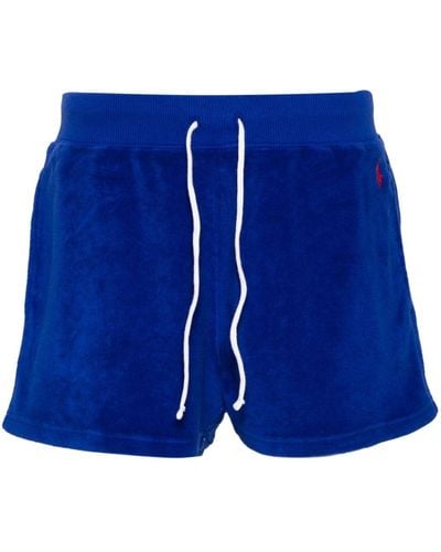 Polo Ralph Lauren Pony-embroidered Towelling Mini Shorts - Blue