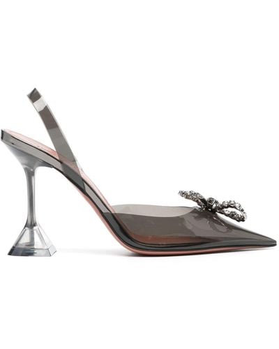 AMINA MUADDI Rosie 95mm Crystal-bow Court Shoes - Metallic