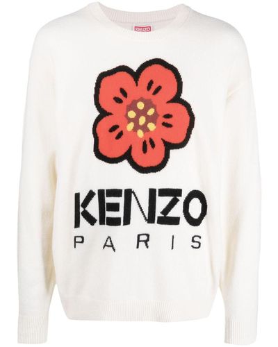 KENZO Jersey Boke Flower en intarsia - Blanco