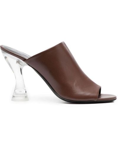 BY FAR Luz Sequoia Leather Mules - Brown