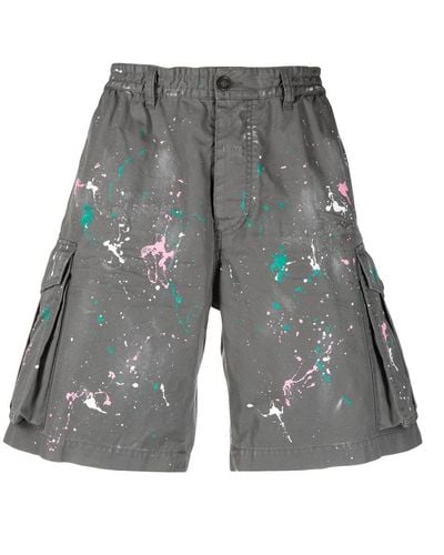 DSquared² Paint Splatter Cargo Shorts - Grey