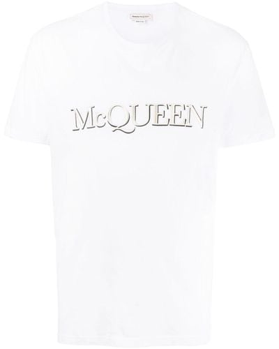 Alexander McQueen Logo-embroidered Cotton T-shirt - White