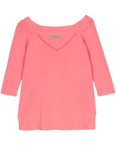 D.exterior Cut-out Fine-ribbed Top - Pink
