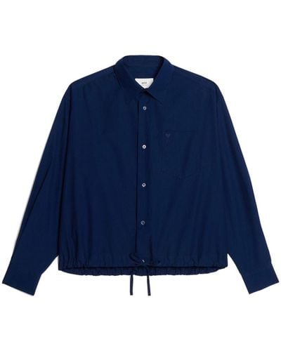 Ami Paris Overhemd Met Trekkoord Afwerking - Blauw