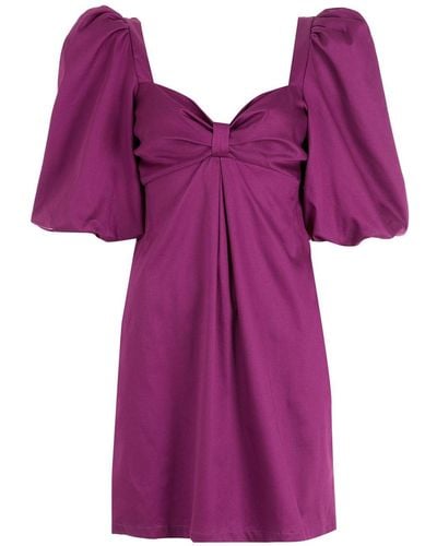 Adriana Degreas Puff-sleeve Silk Mini Dress - Purple