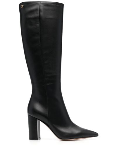 Gianvito Rossi 90mm Point-toe Leather Boots - Black