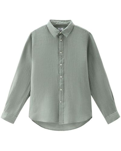 Woolrich ボタン リネンシャツ - グレー