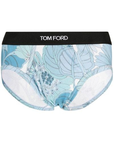 Tom Ford Slip mit botanischem Print - Blau