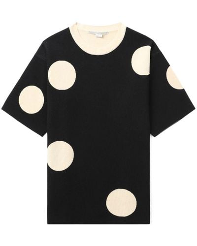 Stella McCartney T-shirt à pois en intarsia - Noir