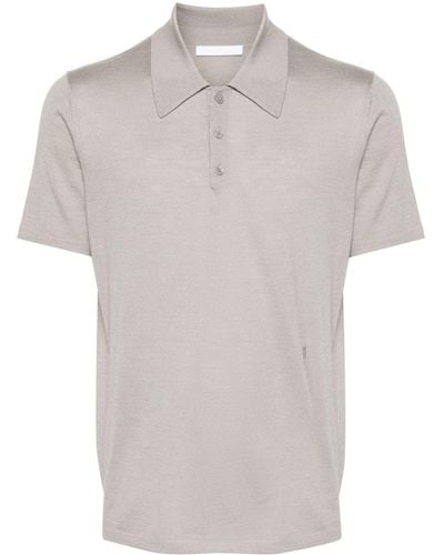 Helmut Lang Mélange Wool-blend Polo Shirt - White