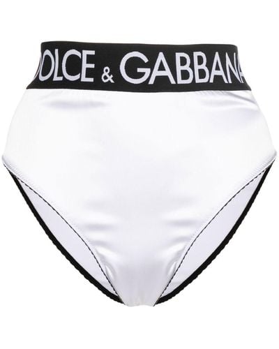 Dolce & Gabbana Slip satiné à bande logo - Noir