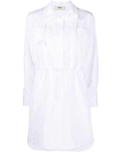 Fendi Drawstring-waist Cotton Dress - White