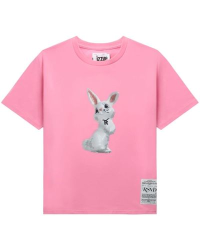 Izzue Bunny-print Cotton T-shirt - Pink