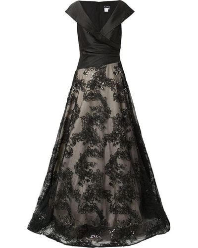 Jovani Floral-embroidered Skirt Gown - Black