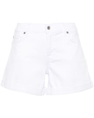 7 For All Mankind Mid Roll Denim Shorts - White