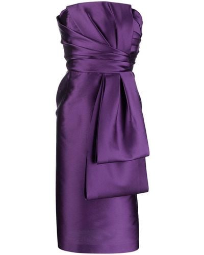 Alberta Ferretti Bow-embellished Mikado Midi Dress - Purple