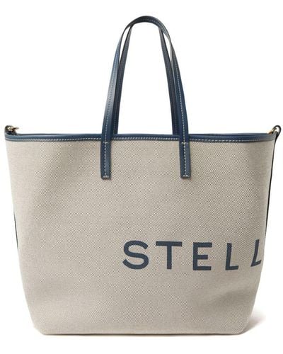 Stella McCartney Shopper Met Logoprint - Naturel