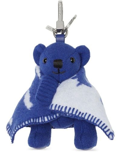 Burberry Thomas Bear wool-blend keyring - Azul