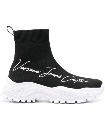 Versace Jeans Couture Logo-print High-top Trainers - Black