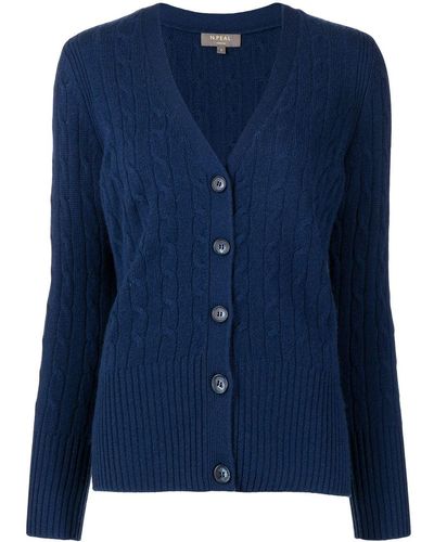 N.Peal Cashmere Button-down Cashmere Cardigan - Blue