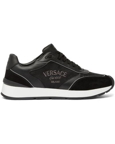 Versace Leather Mix Sneakers - Black