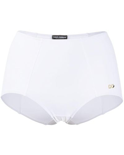 Dolce & Gabbana Dg Plaque High-waisted Bikini Bottoms - White