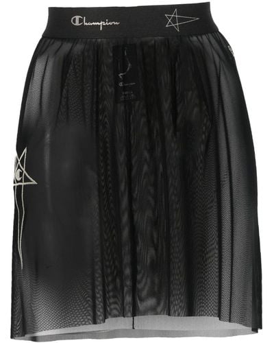 Rick Owens X Champion Logo-waistband Sheer Skirt - Black