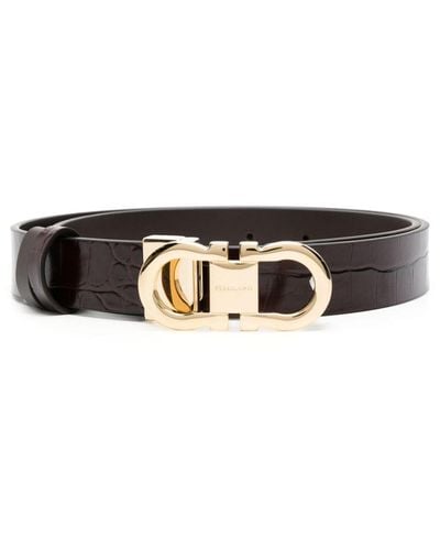 Ferragamo Gancini-buckle Leather Belt - Black