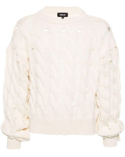 Egonlab Pullover mit Zopfmuster - Weiß