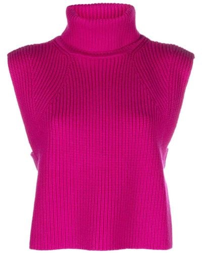 Isabel Marant Roll-neck Merino Vest - Pink