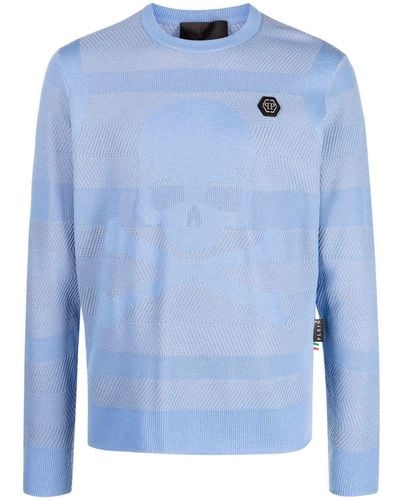 Philipp Plein Skull&bones Wool-blend Sweater - Blue