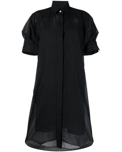Sacai Stripe-print Shirt Dress - Black