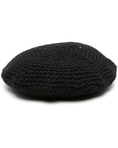 Maison Margiela Chunky-knit Beret Hat - Black