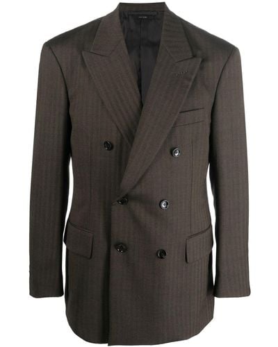 Tom Ford Striped Double-breasted Blazer - Green