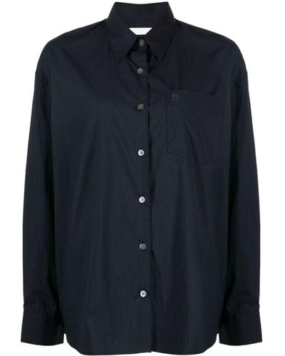 Low Classic Logo-embroidered Poplin Shirt - Blue