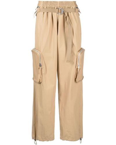 Dion Lee Belted Straight-leg Trousers - Natural