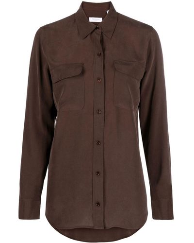 Equipment Button-up Silk Shirt - Brown
