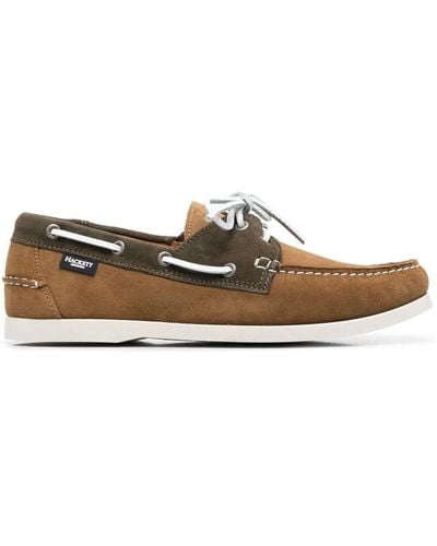 Hackett Two-tone Suede Boat Shoes - Brown